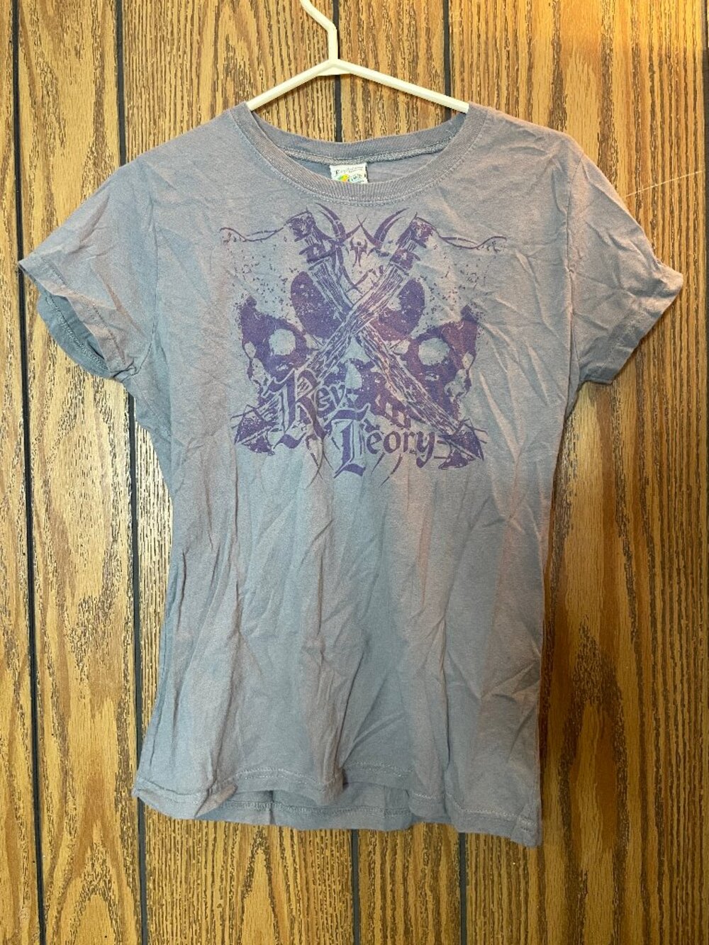Rev Theory Grey/Purple Band T-Shirt Women's Size XL *Gently Worn*